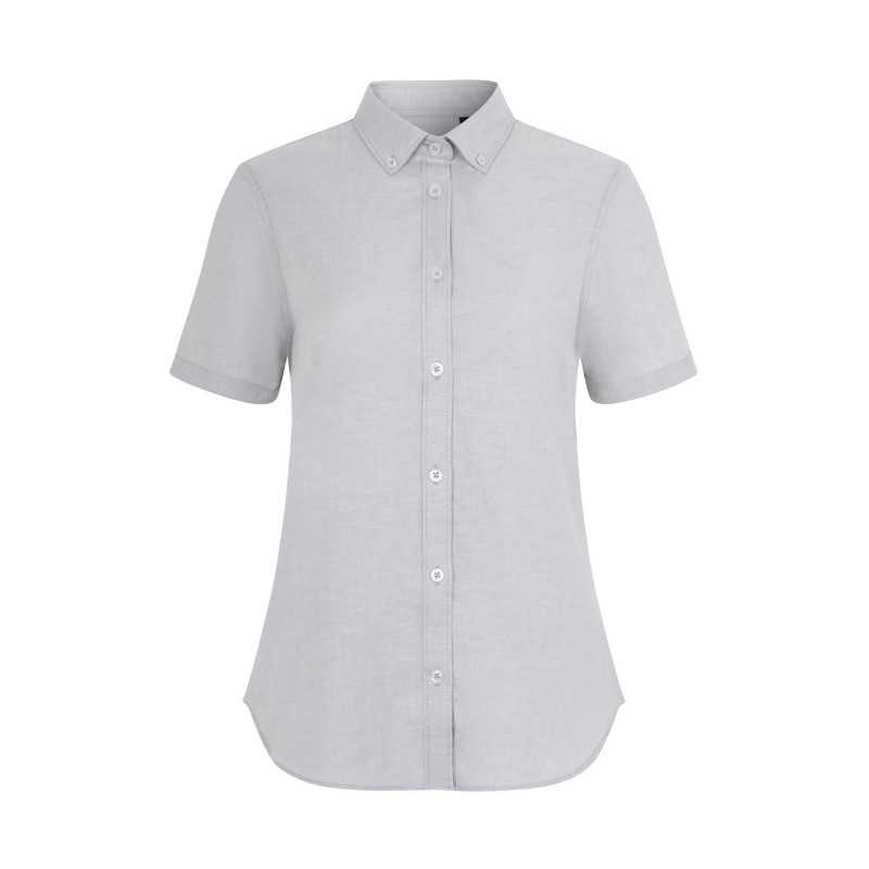 Camisa Oxford Stretch Gris Manga Corta para Mujer| Velilla 405025S