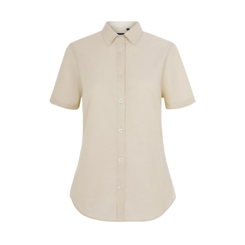 Camisa Oxford Stretch Beige Manga Corta para Mujer| Velilla 405025S