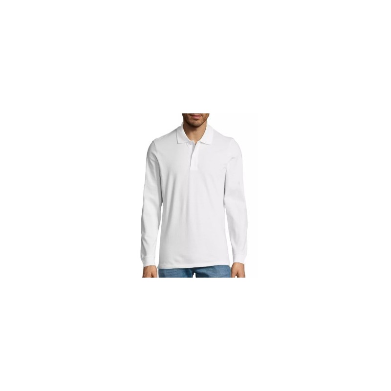 Polo Manga Larga Blanco HOMBRE 02087