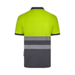 Polo poliéster reciclado alta visibilidad manga corta gris amarillo flúor,... 3