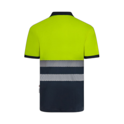 Polo poliéster reciclado alta visibilidad manga corta navy amarillo flúor,... 3