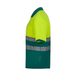 Polo poliéster reciclado alta visibilidad manga corta verde amarillo flúor,... 2