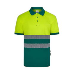 Polo poliéster reciclado alta visibilidad manga corta verde amarillo flúor,...