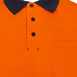 Polo poliéster reciclado alta visibilidad manga corta navy naranja flúor,... 4