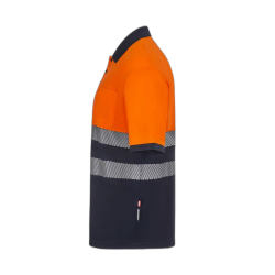 Polo poliéster reciclado alta visibilidad manga corta navy naranja flúor,... 2