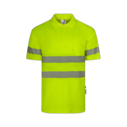 Polo poliéster reciclado alta visibilidad manga corta amarillo flúor, ref....