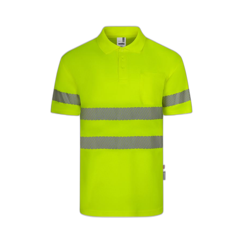 Polo poliéster reciclado alta visibilidad manga corta amarillo flúor, ref....