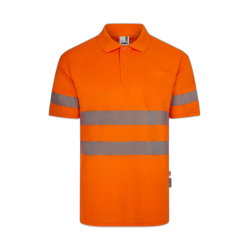 Polo poliéster reciclado alta visibilidad manga corta naranja flúor, ref....