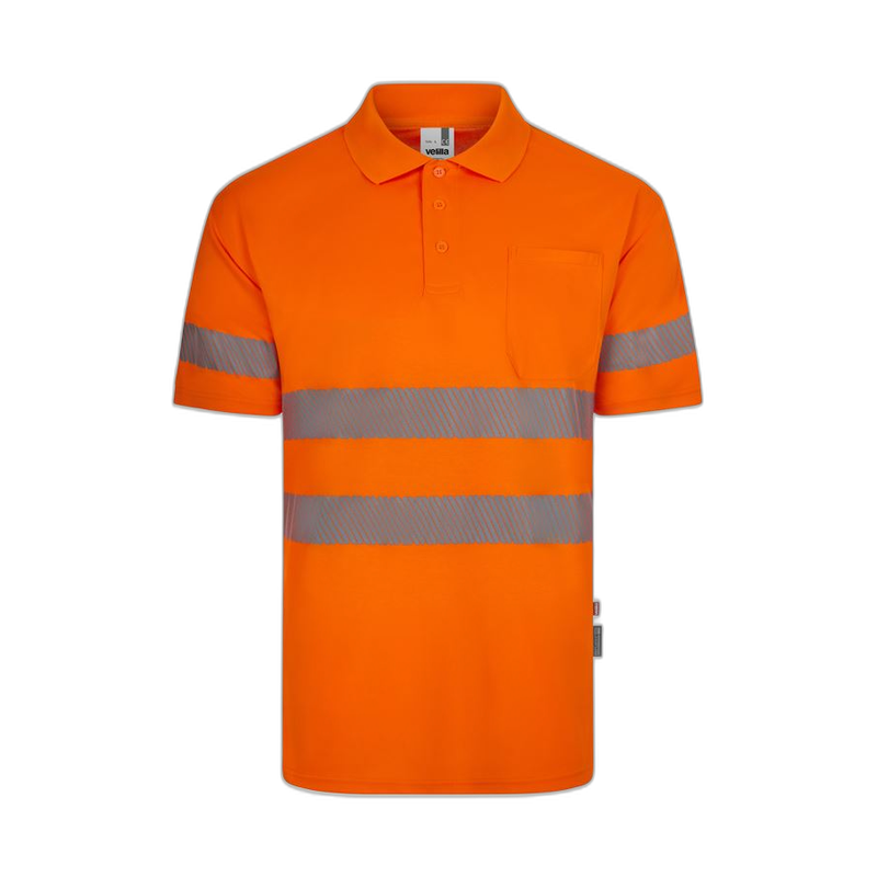 Polo poliéster reciclado alta visibilidad manga corta naranja flúor, ref....