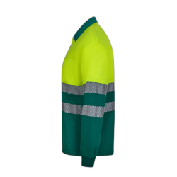 Polo poliéster reciclado alta visibilidad manga larga verde amarillo flúor,... 3