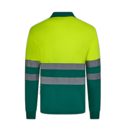 Polo poliéster reciclado alta visibilidad manga larga verde amarillo flúor,... 2