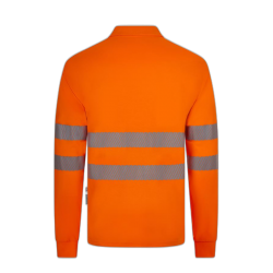 Polo poliéster reciclado alta visibilidad manga larga naranja flúor, ref.... 2
