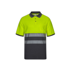 Polo algodón alta visibilidad manga corta gris amarillo flúor, ref. 305523,...