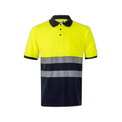 Polo algodón alta visibilidad manga corta azul amarillo flúor, ref. 305523,...