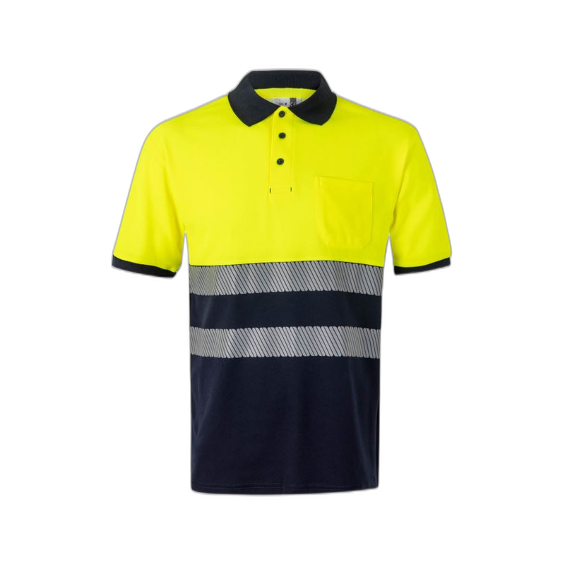 Polo algodón alta visibilidad manga corta azul amarillo flúor, ref. 305523,...