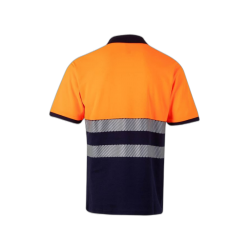 Polo algodón alta visibilidad manga corta navy naranja flúor, ref. 305523,... 2