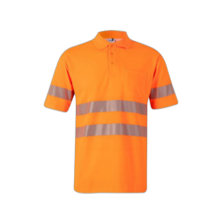 Polo algodón alta visibilidad manga corta naranja flúor, ref. 305522, VELILLA