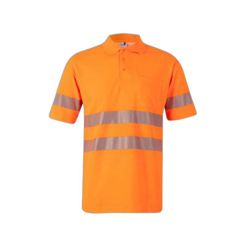 Polo algodón alta visibilidad manga corta naranja flúor, ref. 305522, VELILLA