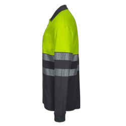 Polo algodón alta visibilidad manga larga gris amarillo flúor, ref. 305525,... 3