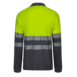 Polo algodón alta visibilidad manga larga gris amarillo flúor, ref. 305525,... 2