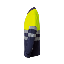 Polo algodón alta visibilidad manga larga navy amarillo flúor, ref. 305525,... 3