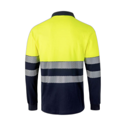 Polo algodón alta visibilidad manga larga navy amarillo flúor, ref. 305525,... 2