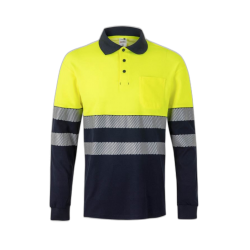 Polo algodón alta visibilidad manga larga navy amarillo flúor, ref. 305525,...