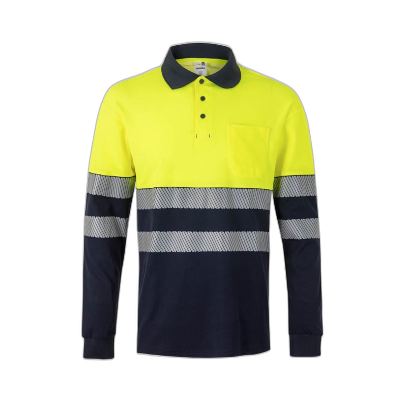Polo algodón alta visibilidad manga larga navy amarillo flúor, ref. 305525,...