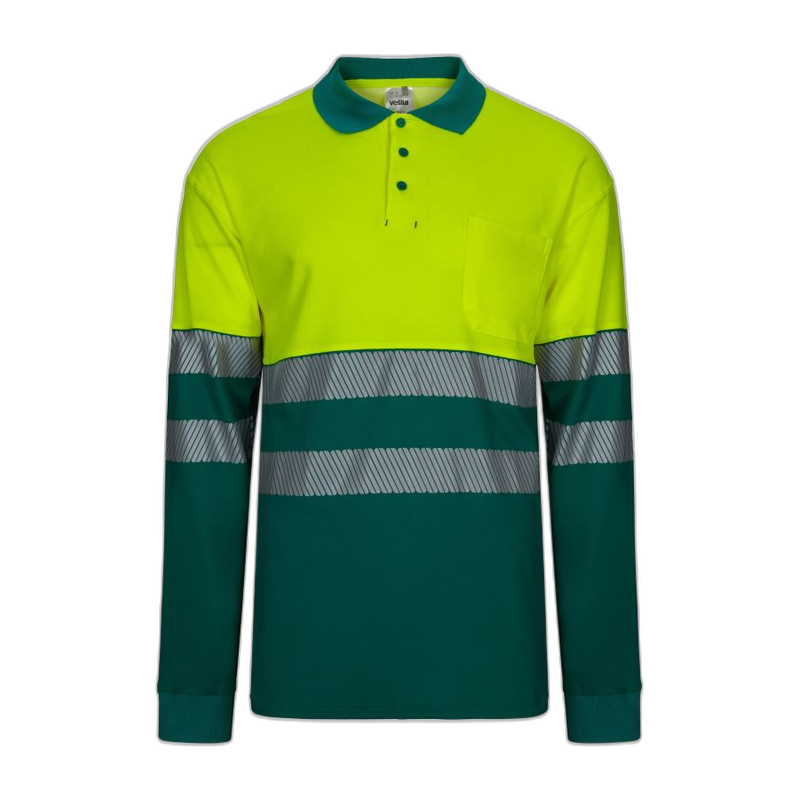 Polo algodón alta visibilidad manga larga verde amarillo flúor, ref. 305525,...