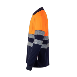 Polo algodón alta visibilidad manga larga navy naranja flúor, ref. 305525,... 3