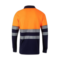 Polo algodón alta visibilidad manga larga navy naranja flúor, ref. 305525,... 2