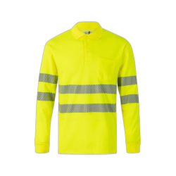 Polo algodón alta visibilidad manga larga amarillo flúor, ref. 305524, VELILLA
