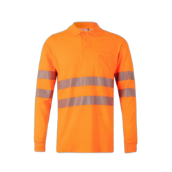 Polo algodón alta visibilidad manga larga naranja flúor, ref. 305524, VELILLA