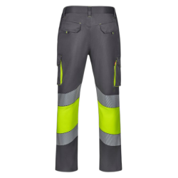 Pantalón stretch cinta segmentada gris/amarillo flúor, ref: 303008S, Velilla 3