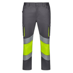 Pantalón stretch cinta segmentada gris/amarillo flúor, ref: 303008S, Velilla