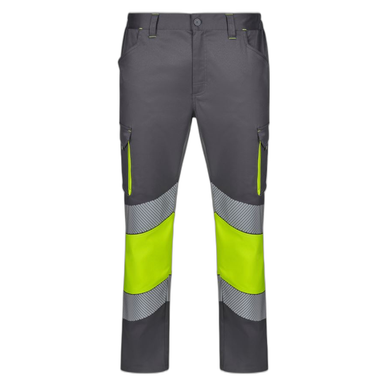 Pantalón stretch cinta segmentada gris/amarillo flúor, ref: 303008S, Velilla