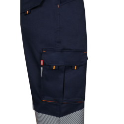 Pantalón stretch cinta segmentada azul navy/naranja flúor, ref: 303008S, Velilla 5
