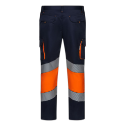 Pantalón stretch cinta segmentada azul navy/naranja flúor, ref: 303008S, Velilla