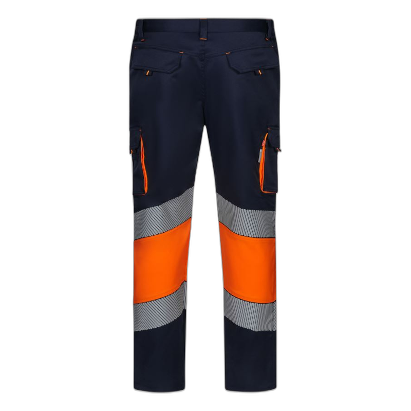 Pantalón stretch cinta segmentada azul navy/naranja flúor, ref: 303008S, Velilla