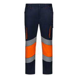 Pantalón stretch cinta segmentada azul navy/naranja flúor, ref: 303008S, Velilla 4