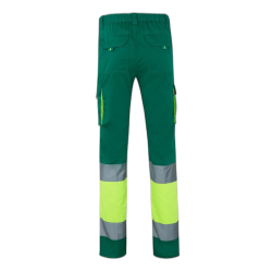 Pantalón stretch bicolor multibolsillos VERDE/AMARILLO FLÚOR 303002S, Velilla 2