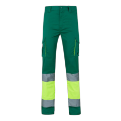 Pantalón stretch bicolor multibolsillos VERDE/AMARILLO FLÚOR 303002S, Velilla