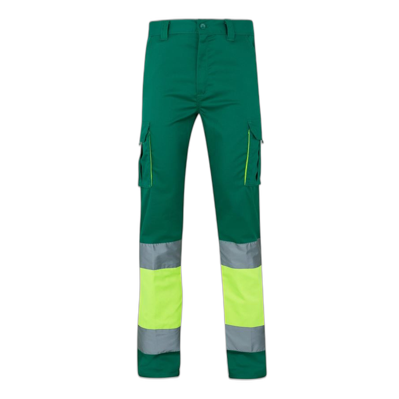 Pantalón stretch bicolor multibolsillos VERDE/AMARILLO FLÚOR 303002S, Velilla