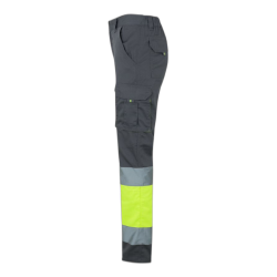 Pantalón stretch bicolor multibolsillos GRIS/AMARILLO FLÚOR 303002S, Velilla 3