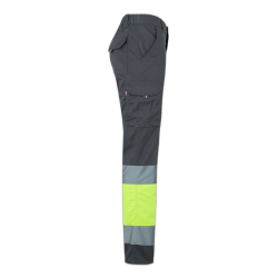 Pantalón stretch bicolor multibolsillos GRIS/AMARILLO FLÚOR 303002S, Velilla 4