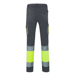 Pantalón stretch bicolor multibolsillos GRIS/AMARILLO FLÚOR 303002S, Velilla 2