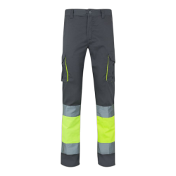 Pantalón stretch bicolor multibolsillos GRIS/AMARILLO FLÚOR 303002S, Velilla