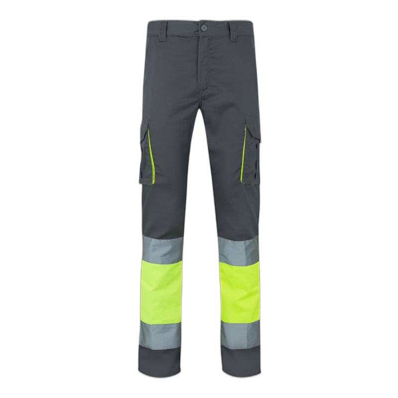 Pantalón stretch bicolor multibolsillos GRIS/AMARILLO FLÚOR 303002S, Velilla