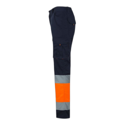 Pantalón stretch bicolor multibolsillos AZUL NAVY/NARANJA FLÚOR 303002S, Velilla 3