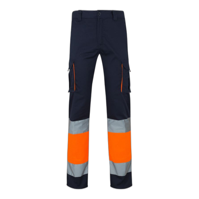 Pantalón stretch bicolor multibolsillos AZUL NAVY/NARANJA FLÚOR 303002S, Velilla